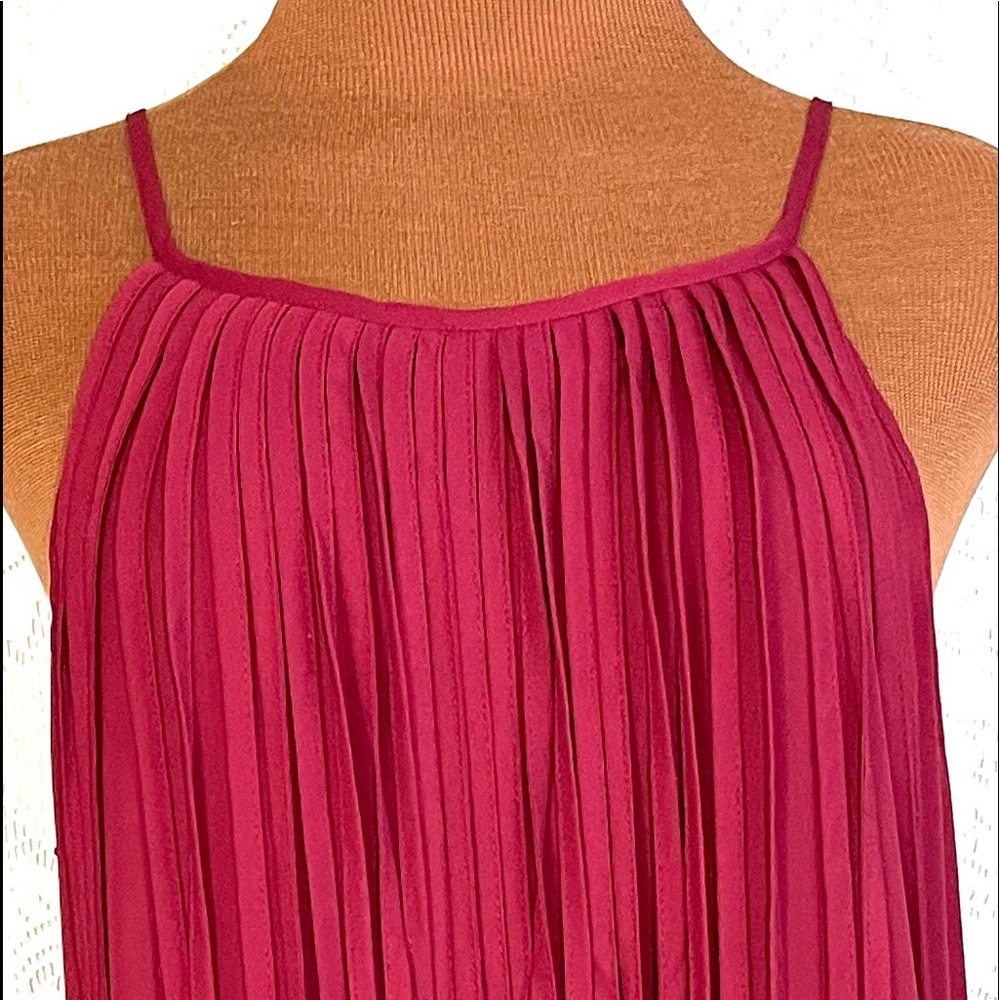 Fascination Dress Size Large Flare Fringes Red Spaghetti Straps Knee Length EUC